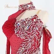 社交ダンス 衣装 チャコット Chacott スタンダードドレス ドレス ワンピース スタンダード デモ 競技 ダンス パーティ 発表会 フロート 赤 シルバー 光沢 フリル レッド系 グレイ 社交ダンス衣装 女性用 フォーマル ドレス Mサイズ おしゃれ スポーツ 衣装 光沢感 ふんわり スカート 競技用 ダンスパーティ 発表会用 フリルデザイン 競技衣装