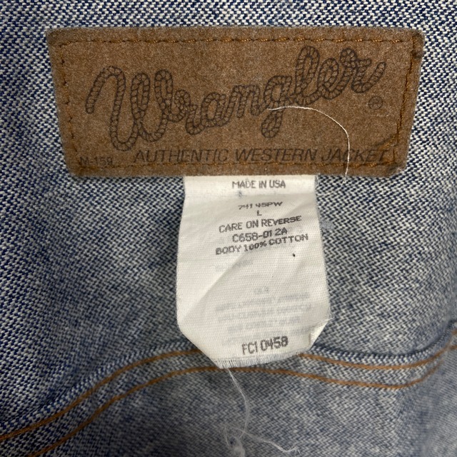 90s Wrangler USA製デニムジャケッ4つポケ　L 74145PW