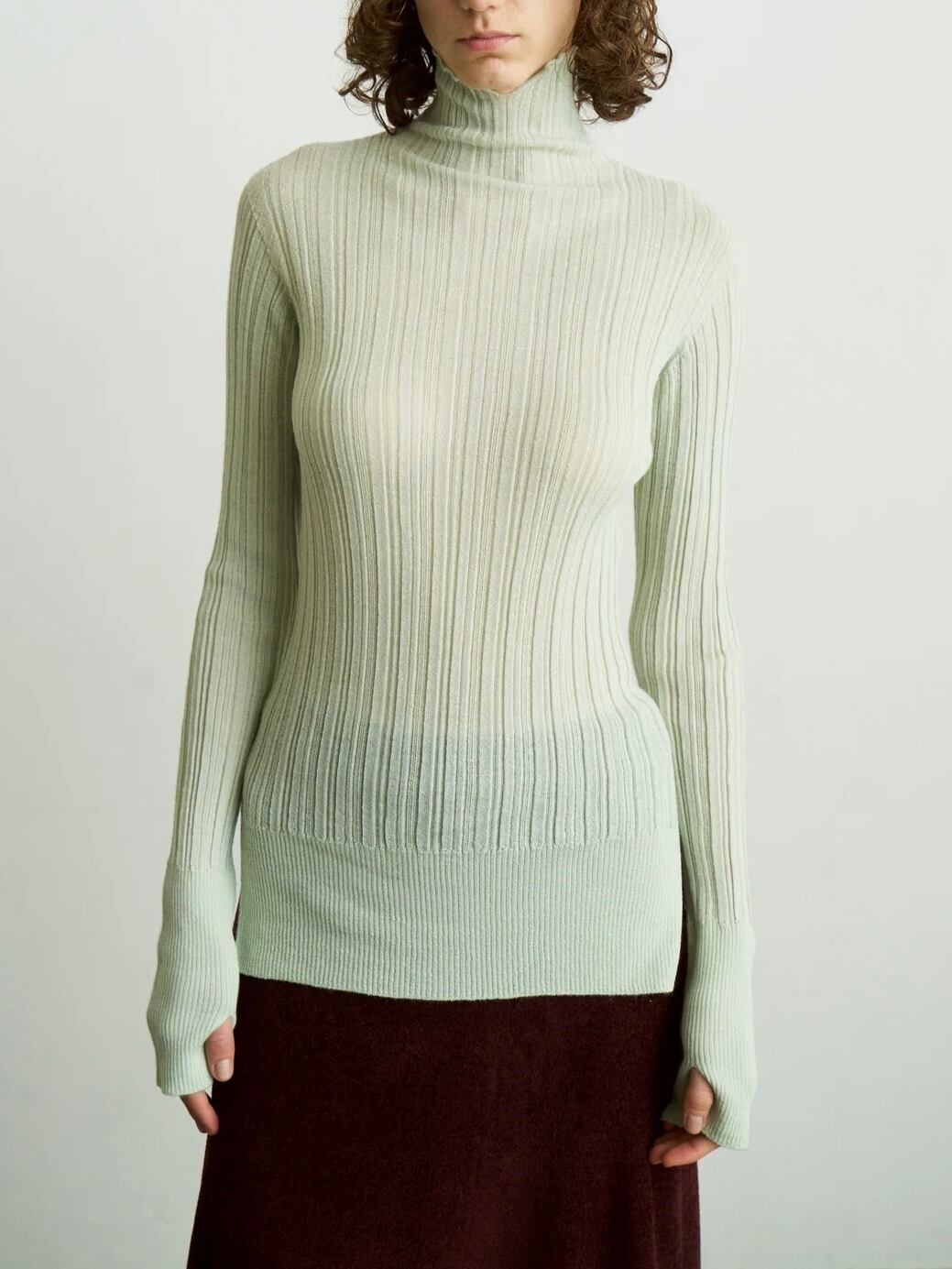 unfil / ロイヤル ベビー アルパカ ランダム リブ編みニット