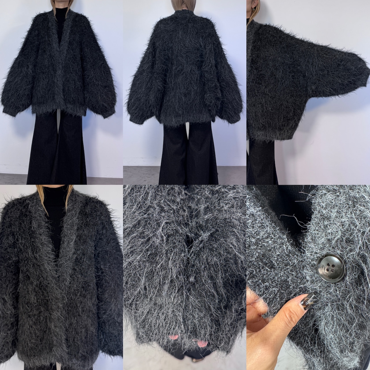 MOKE MOKE shaggy over knit CD/black