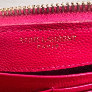 SAINT LAURENT サンローラン Vステッチ マテラッセ レザー 長財布 ピンク A-14098