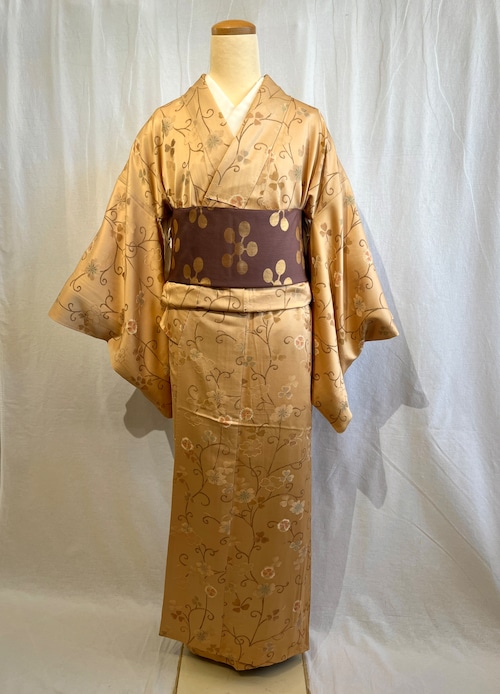 2299 草花紋 小紋 袷単品  Komon Kimono (lined kimono)