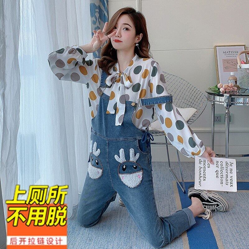 【新作】【送料無料】 5610＃秋のデニムマタニティビブジーンズスウィートジャンプスーツ服妊娠中の女性妊娠中のオーバーオールパンツ 大人ガーリー キュート カジュアル オータム 秋物 AL expec481819439337