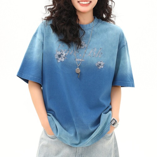 flower logo gradient short-sleeve tee　フラワーロゴグラデーション半袖ティー　J1964