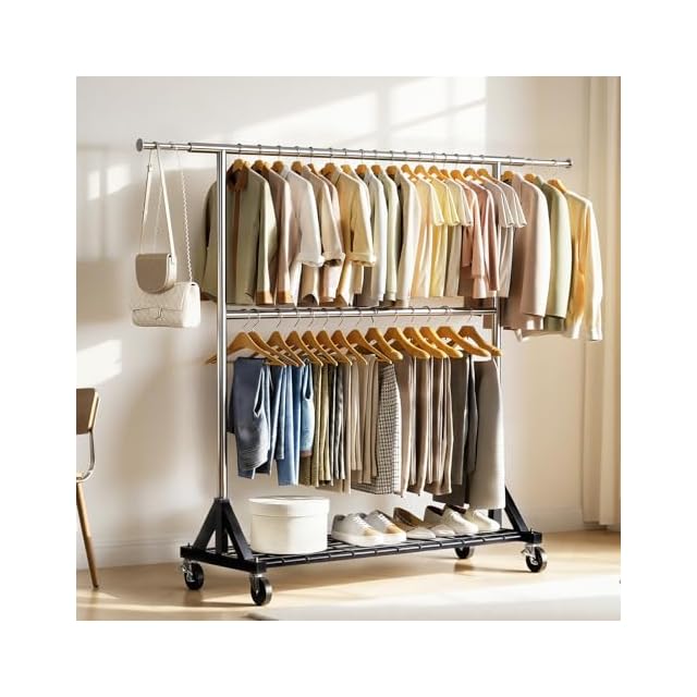 ハンガーラック ワードローブ キャスター付 洋服ラック 洋服掛け スチールラック Amazon｜Hicrifth ハンガーラック 頑丈 洋服ラック 大容量 キャスター