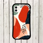受注生産 iPhoneケース 赤青黒の有機形ドット抽象｜有機形抽象 CURV030C