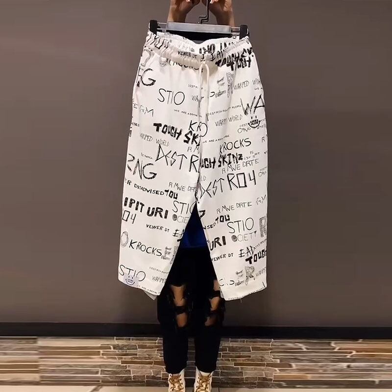 ハイウェストプリントレギンス レディースルーズカジュアル レース 大きめサイズ レースアップ ミックスインファッション72311017654