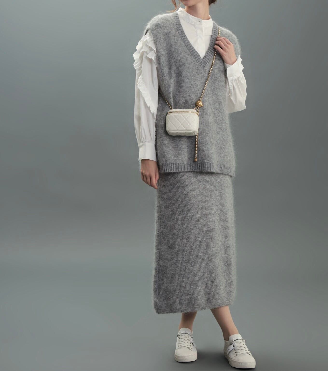 モヘア混ベストセットアップ