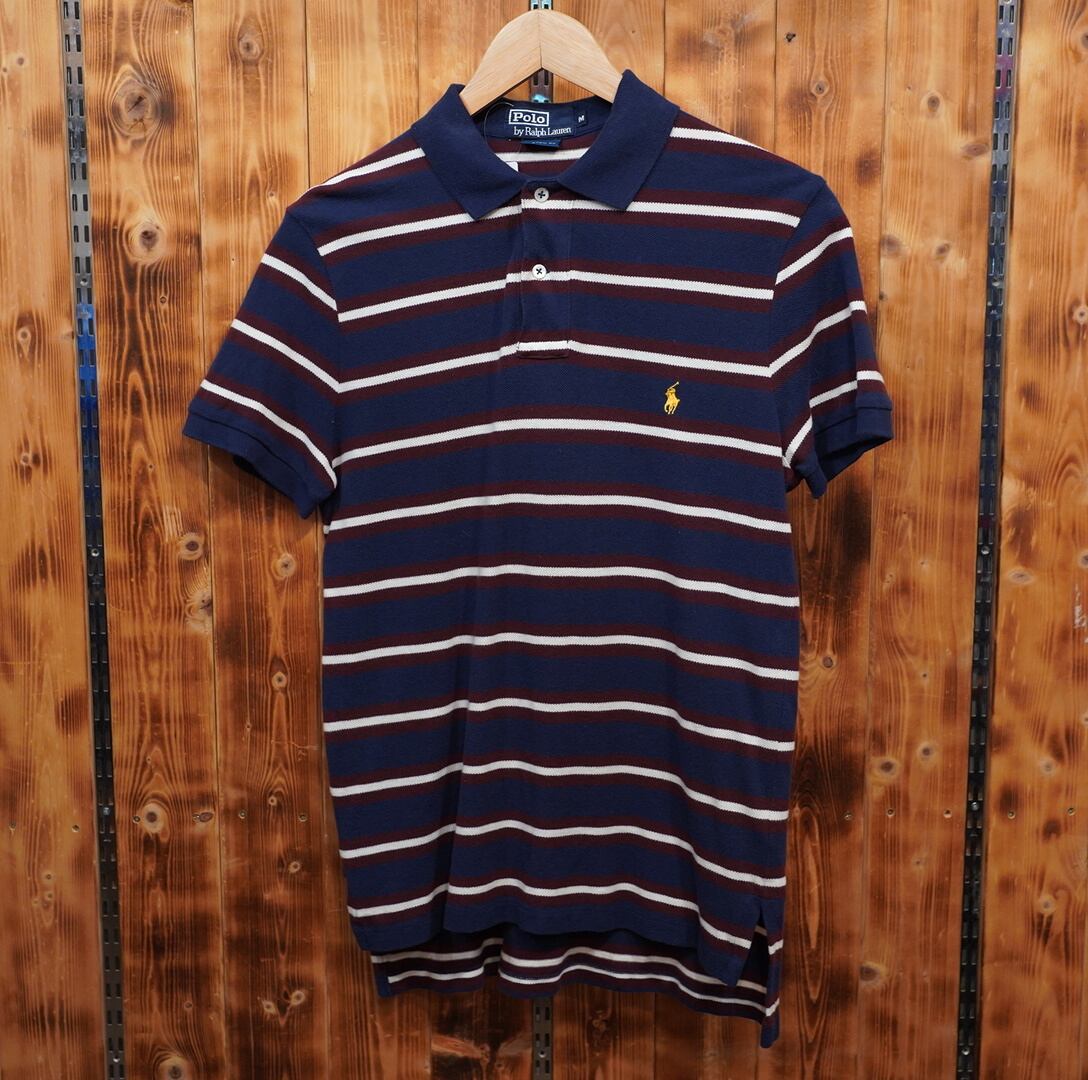 90s ralphlauren ボーダー ポロシャツ M/ラルフローレン