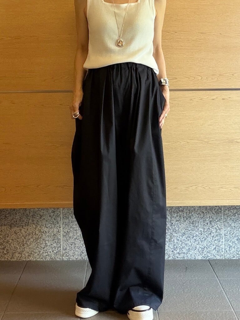 ウォッシャブル イージーワイドバレルパンツ-コットン