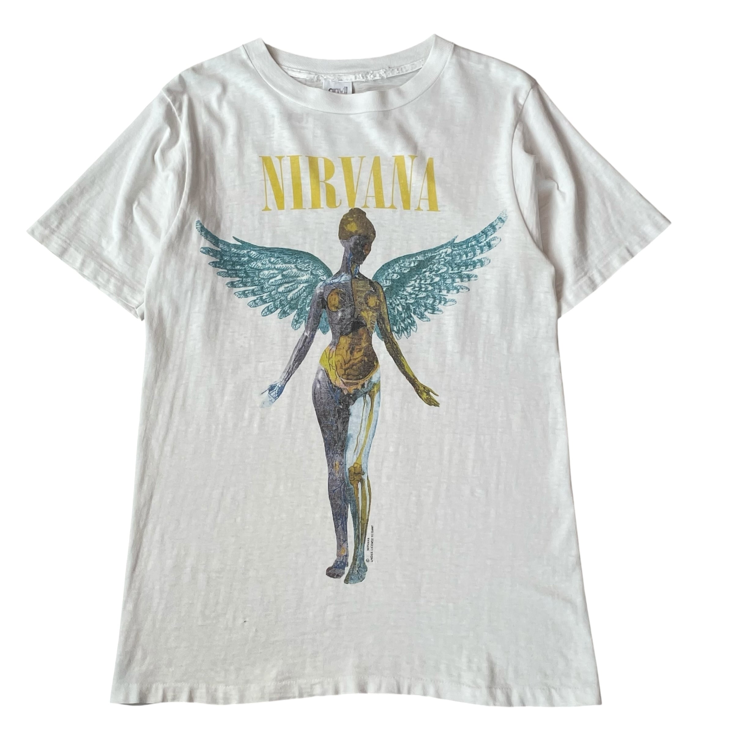 90s NIRVANA "Blue wing IN UTERO" T-shirt