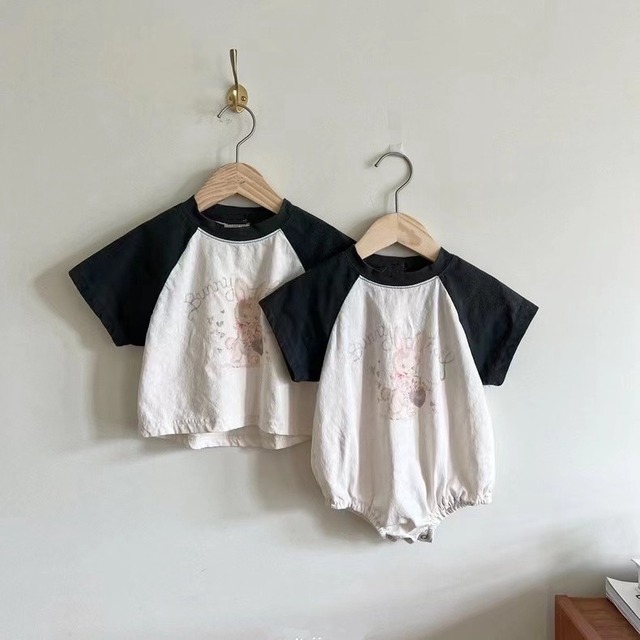 【BABY】可愛いウサギさんロンパース/Tシャツ