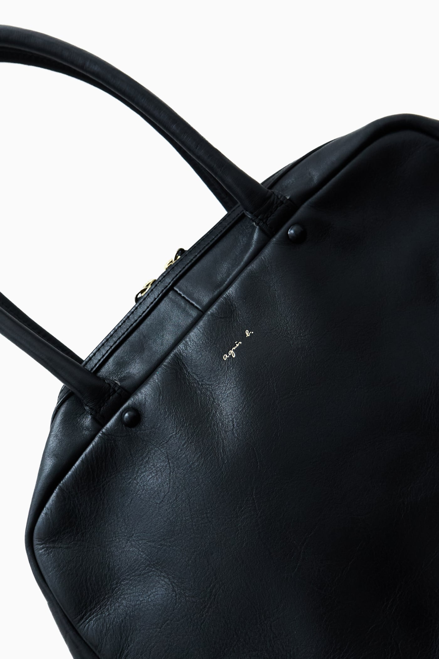 agnès b. VOYAGE BLACK LEATHER BOSTON BAG | Reben｜デザインという
