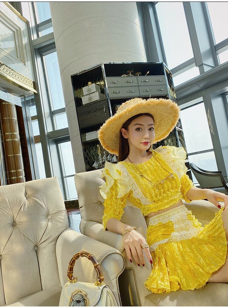 イエナ レトロフラワー ブラウス スカート セットアップ 黄色 イエロー 38 イエナ レトロフラワー ブラウス スカート セットアップ 黄色