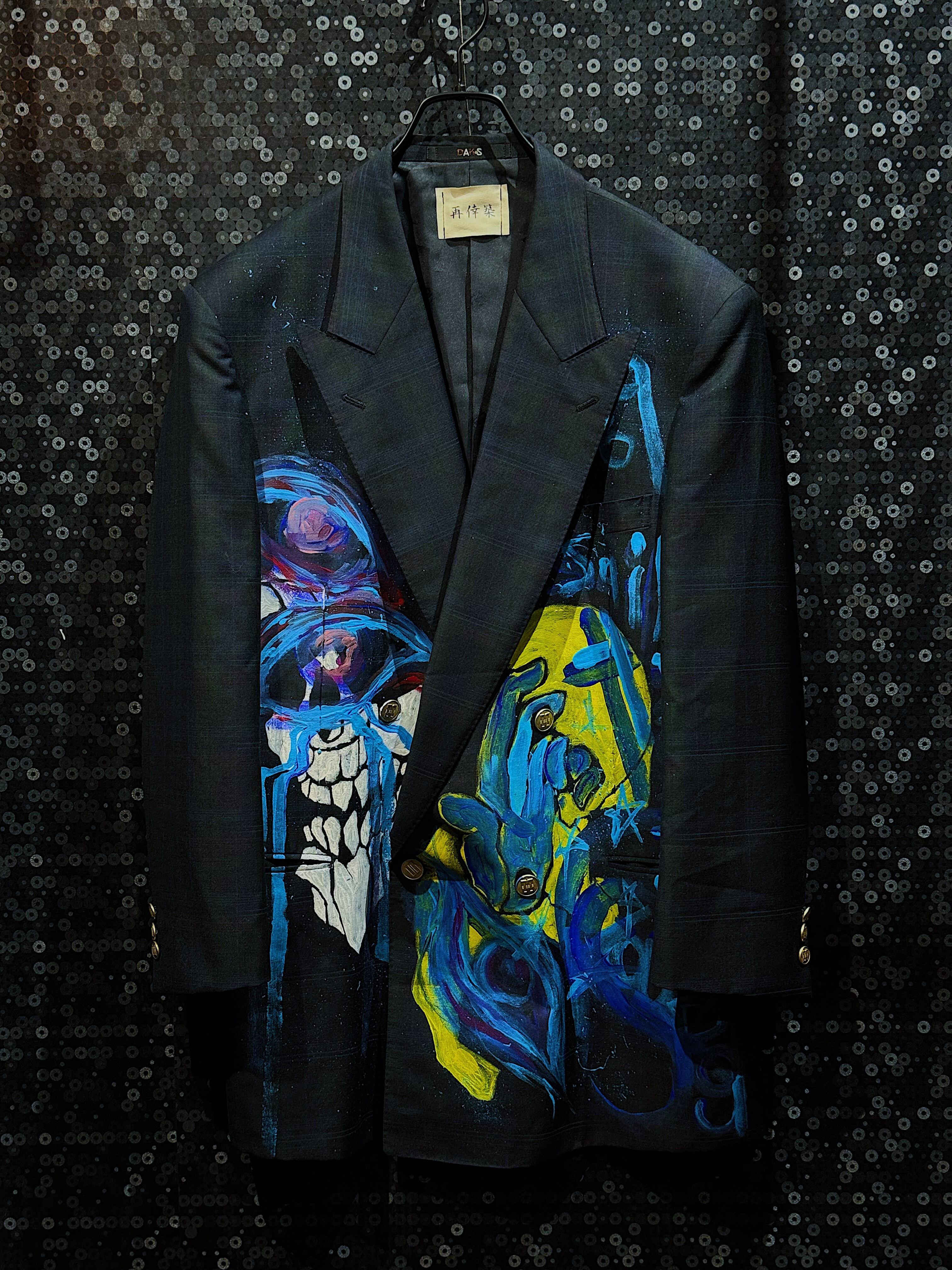 【ÆIEM】"再倖築"vintage "Galaxy scull"paint remake tailored jacket