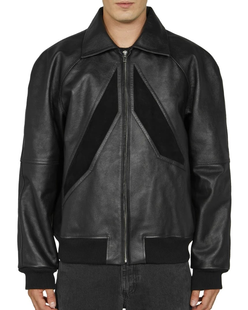 1017 ALYX 9SM / INTARSIA APPLIQUE LOGO LEATHER BOMBER | Answer