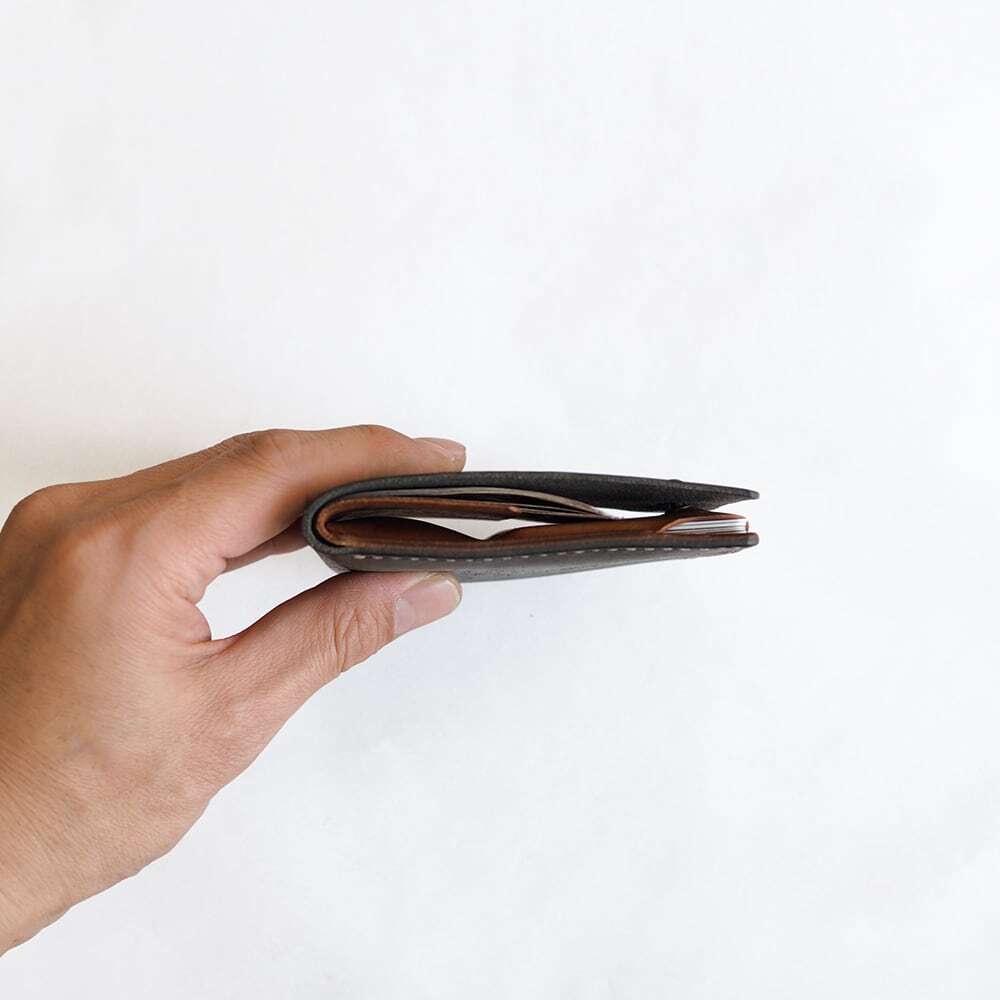 そこそこ薄い 二つ折り財布【ネイビー×イエロー】（受注生産