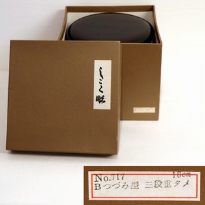 香川漆器・四国工芸・しこく彫・天然木・つづみ型・三段重箱・No 