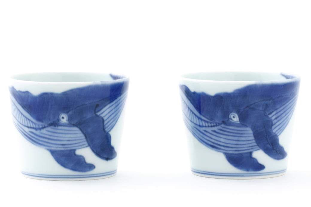 有田焼渓山窯 染付5点セット ナガスくじら段入飯碗 有田焼 渓山窯