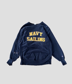 -Champion- Vintage 90s L NAVY SAILING Reverse Weave Sweat made in USA