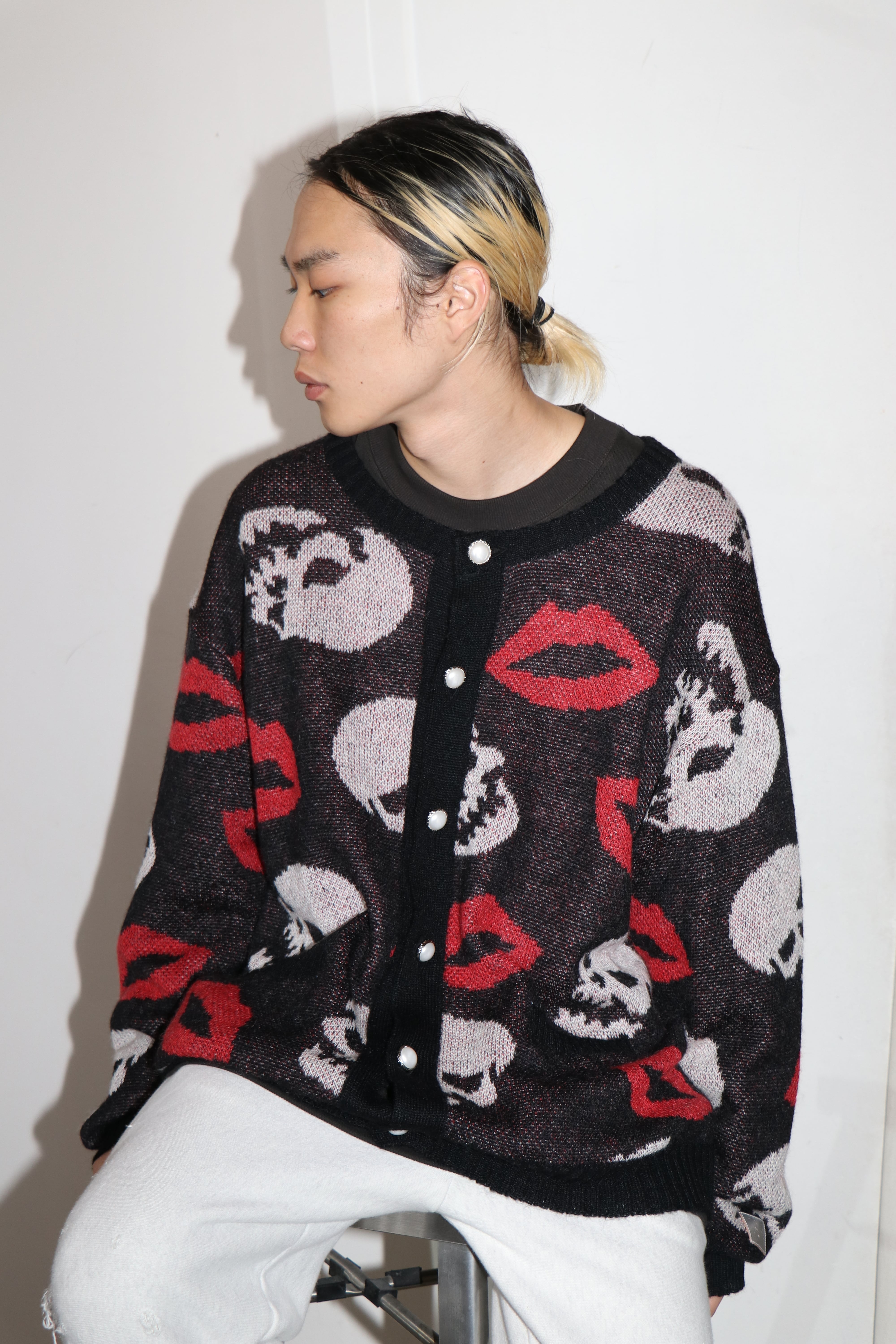 el conductorh MOHAIR KNIT CREWNECK CARDIGAN 