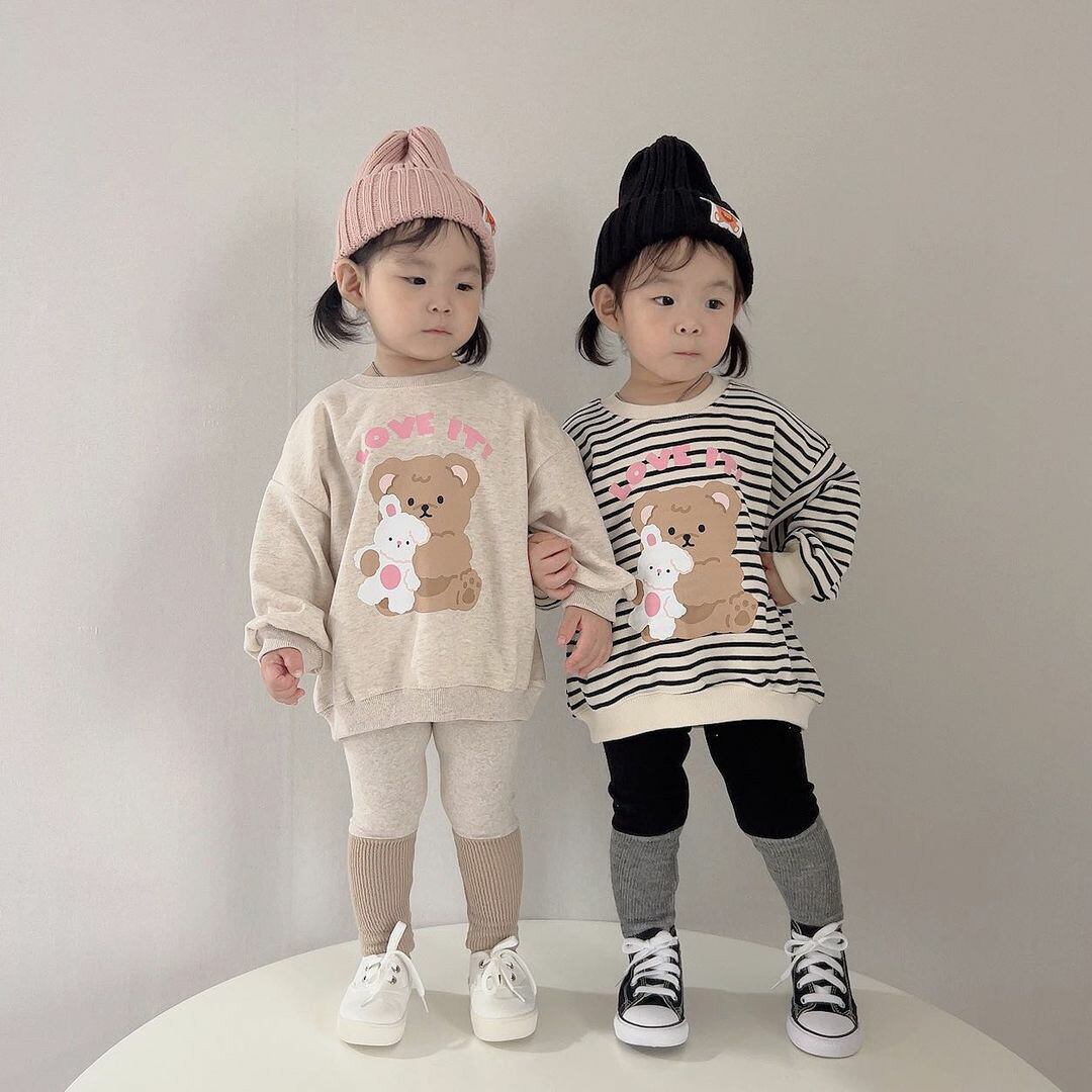 【KID】韓国風 厚手クマ柄トレーナー