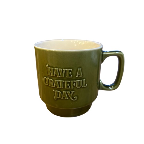 HAVE A GRATEFUL DAY #Vintage Mug Cup Green