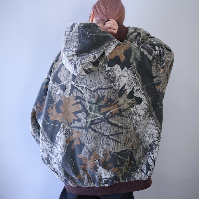 real tree camouflage over silhouette zip-up hoodie jacket