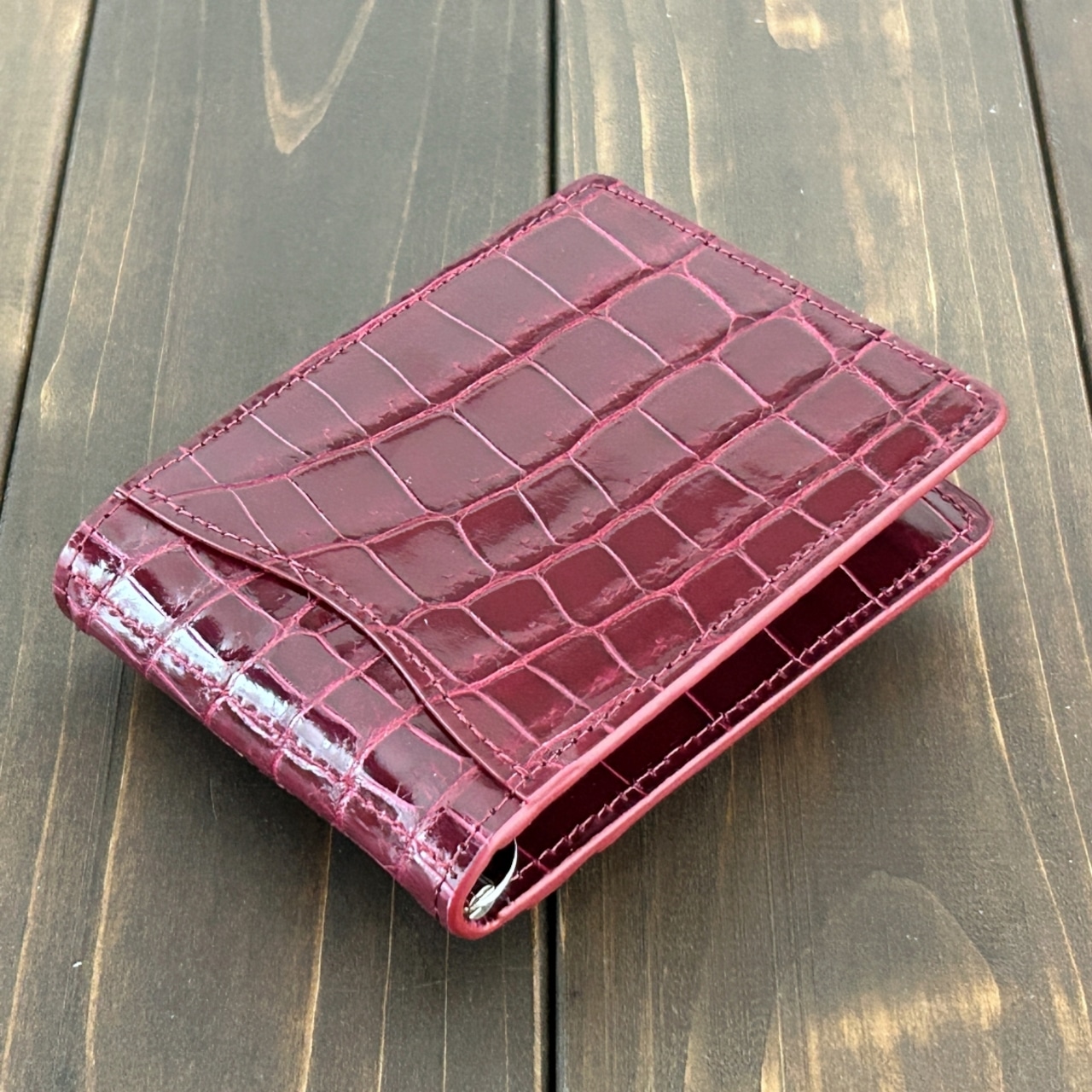 クロコダイル 無双 マネークリップ ボルドー