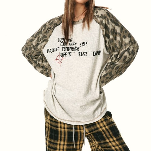 レオパードスリーブグラフィックロンT   R00858