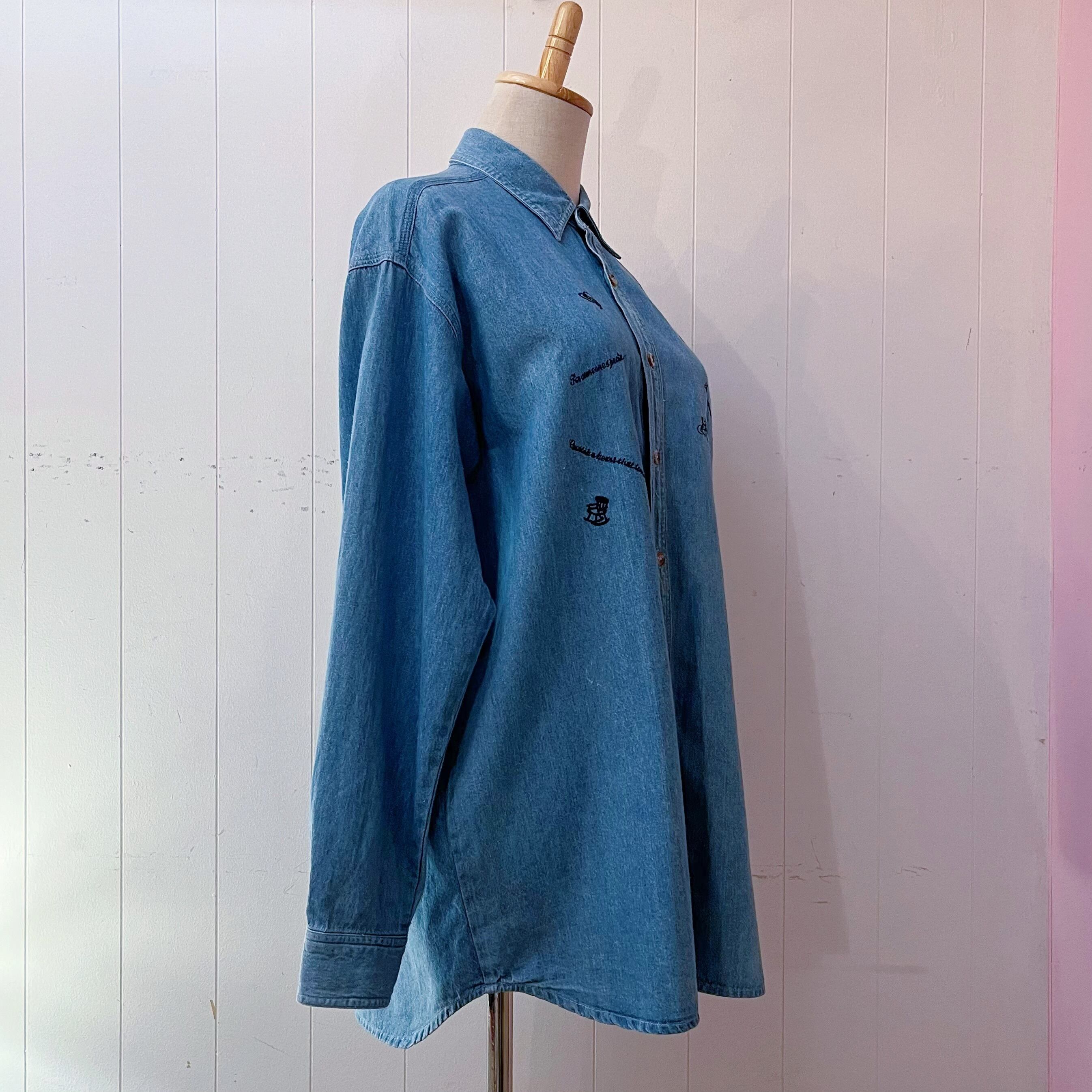 mini icon embroidery denim shirt