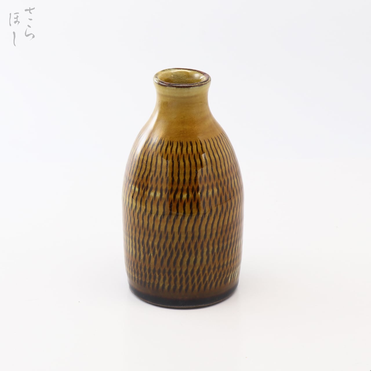小鹿田焼 小袋窯 1升丸花瓶 飛びかんな/櫛描き 白 高さ約18cm 花器