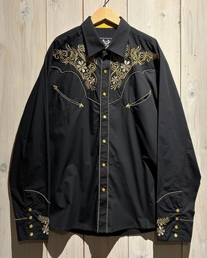 【a.k.a.C.a.k.a vintage】Flower Embroidery Design Loose Western Shirt