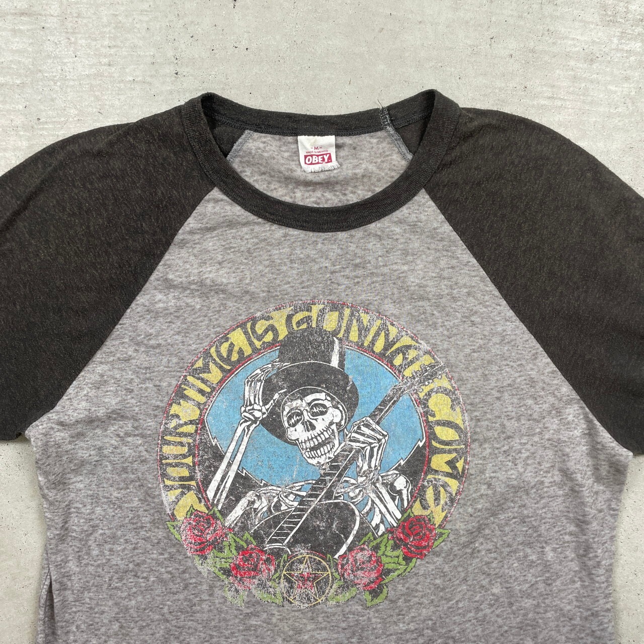 OBEY オベイ ラグランTシャツ ガイコツ ロングTシャツ ロンT メンズM 