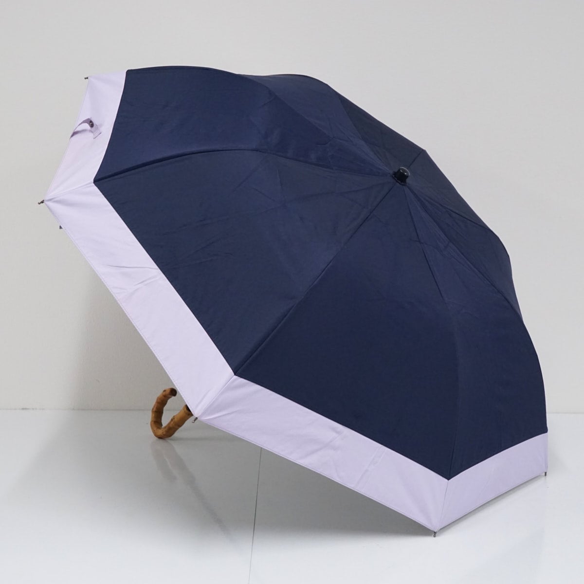 日傘 ロサブラン 2段折 ミドル コンビ ネイビー ラベンダー 完全遮光折日傘 芦屋ロサブラン USED品 2段折ミドル コンビ ネイビー