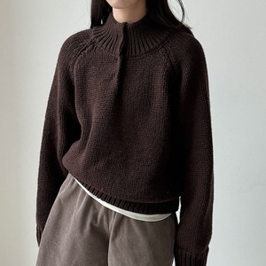 half-button knit pullover　J00404