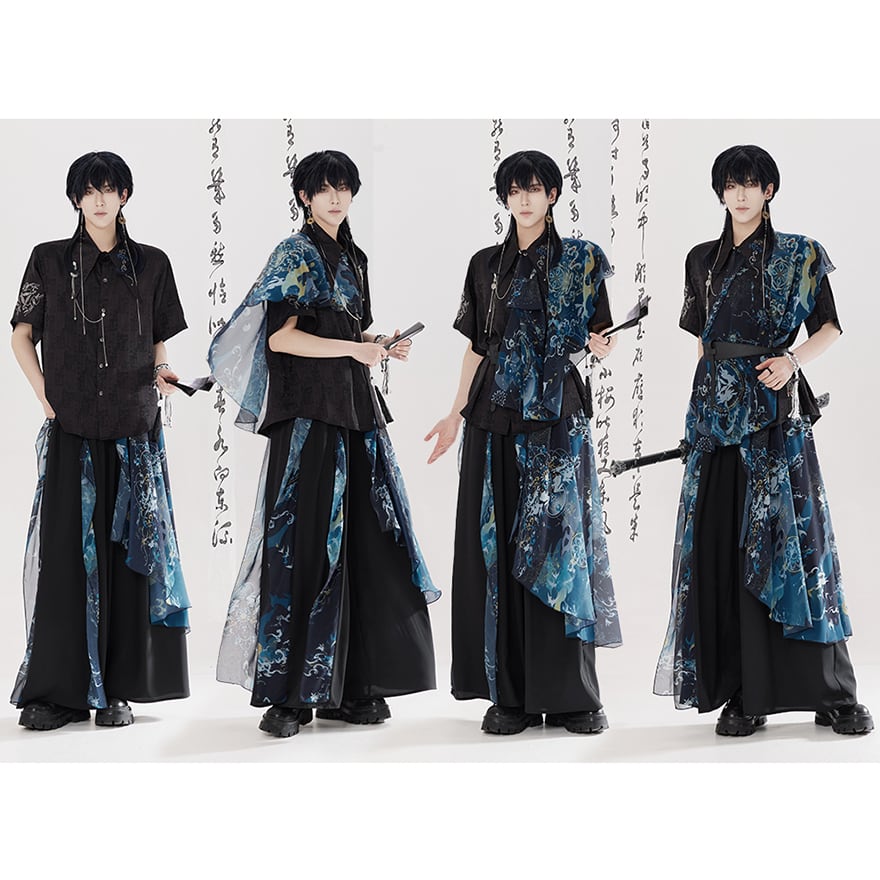 中華ゴシック チャイナ風 中華服 ワイドパンツ 袴パンツ ユニセックス