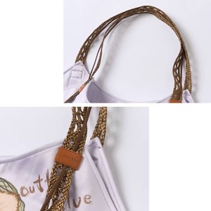 星飾りのハートフレームに結ばれた黒猫と豹の友情の肖像トートバッグ E00650