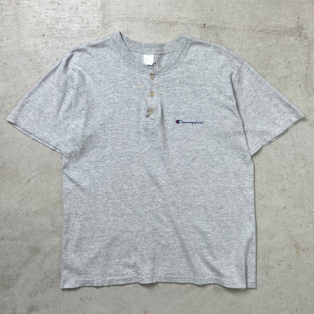 Champion チャンピオン ヘンリーネック ロゴプリント Tシャツ Vネック 