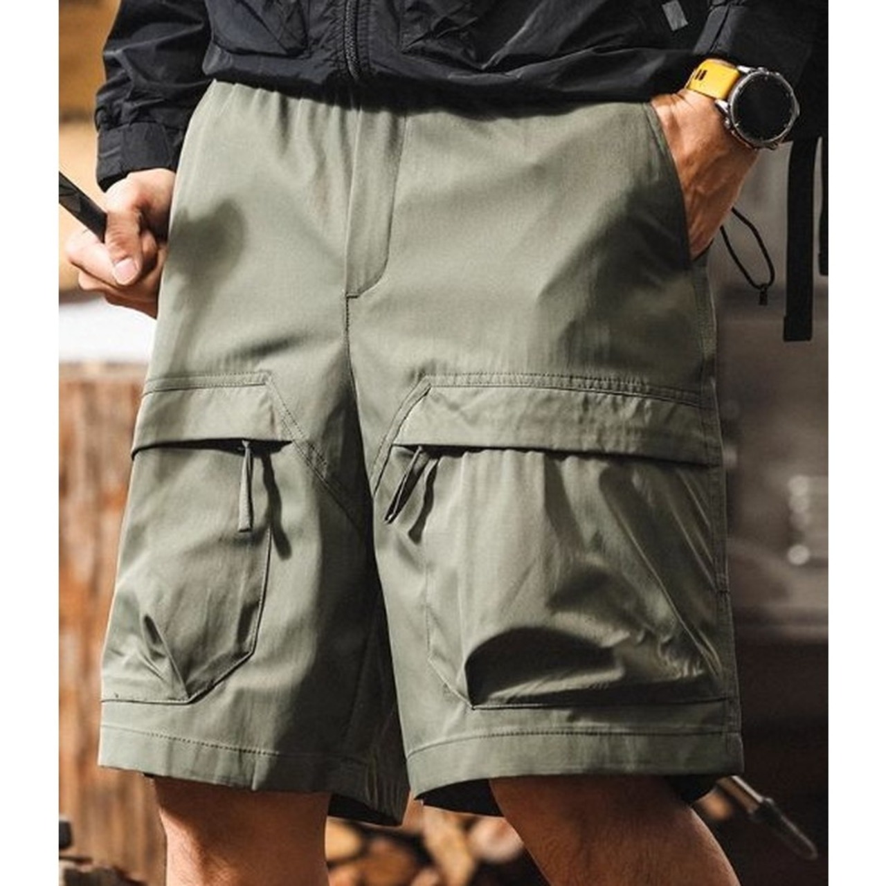Multi-pocket knee-length climbing shorts ◇4color H0664
