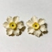 Vintage Hand Carved Celluloid Floral Earrings (Ivory)