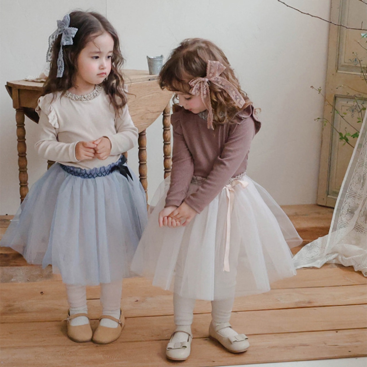 「予約販売」秋ロングリボンチュールスカートパンツ