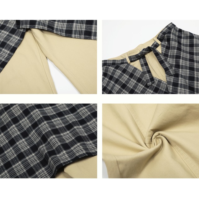 checked wide pants　チェック腰巻き風ワイドパンツ　J0889