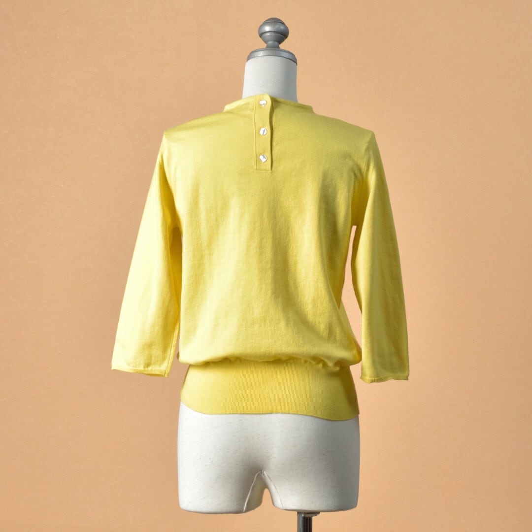 IKITSUKE イキツケ クルーネックポケットニット・イエロー【送料無料】