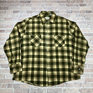 1990's BUD BERMA PRINT FLANNEL CHECK SHIRT SIZE XL