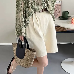 wide leg mid pants〚0052〛