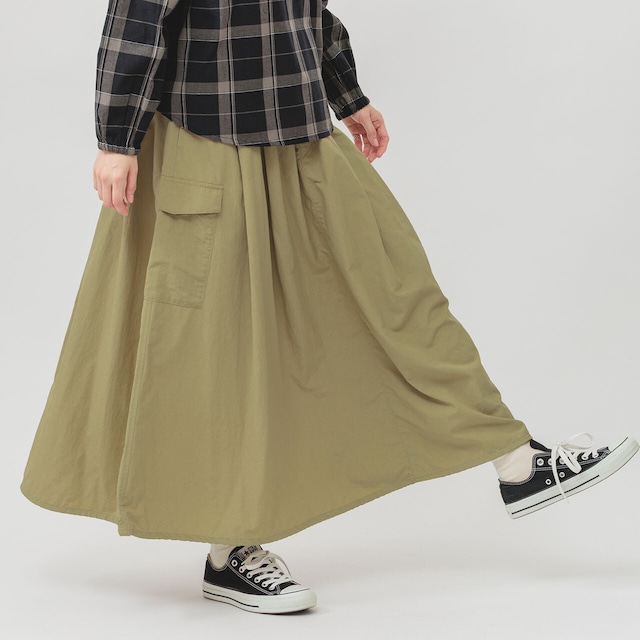 はっ水ナイロンワッシャー裾ドロストスカート