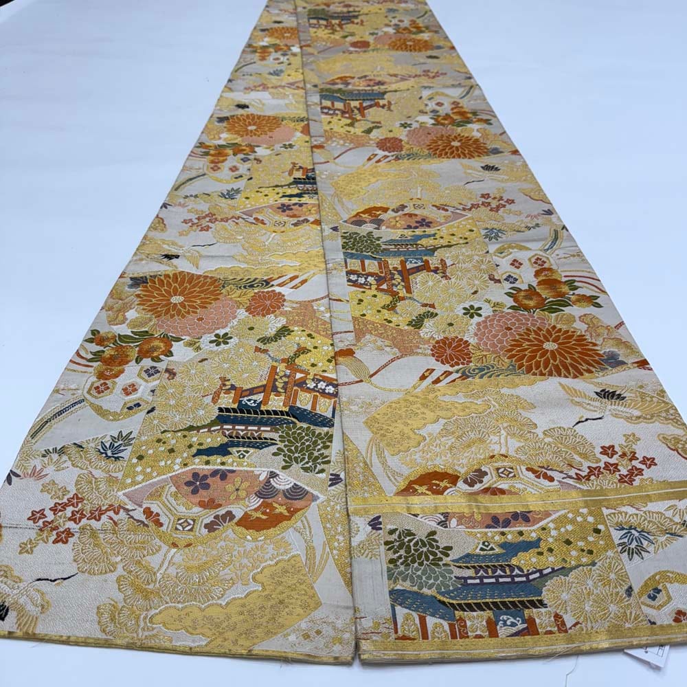 丸帯 アンティーク ヴィンテージ 全通 金帯 398cm 花嫁衣装 貸衣装 中古 リサイクル 結婚式 婚礼 着付け 舞台 きもの 着物 5116