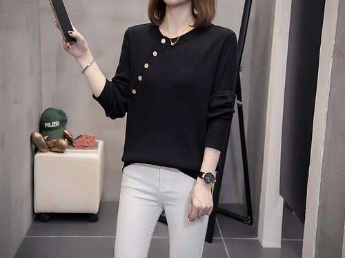 【大きいサイズXL-4XL】【秋冬新作】ファッショントップス♪ブラック/グレー2色展開◆#sebooo-25017