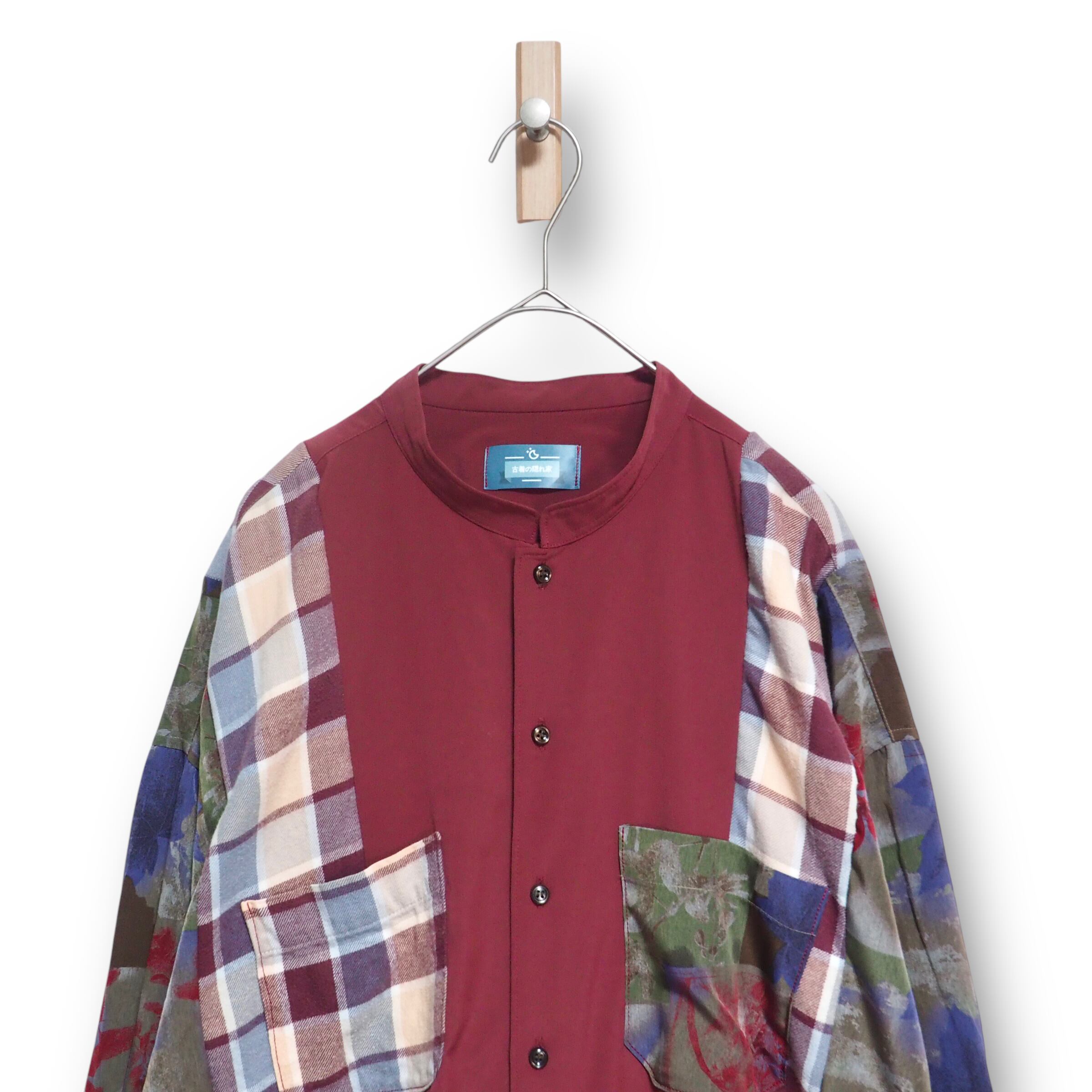 【REMAKE】長袖ドッキングバンドカラーシャツ